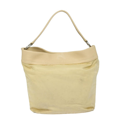 PRADA Shoulder Bag Nylon Leather Beige Auth bs15607