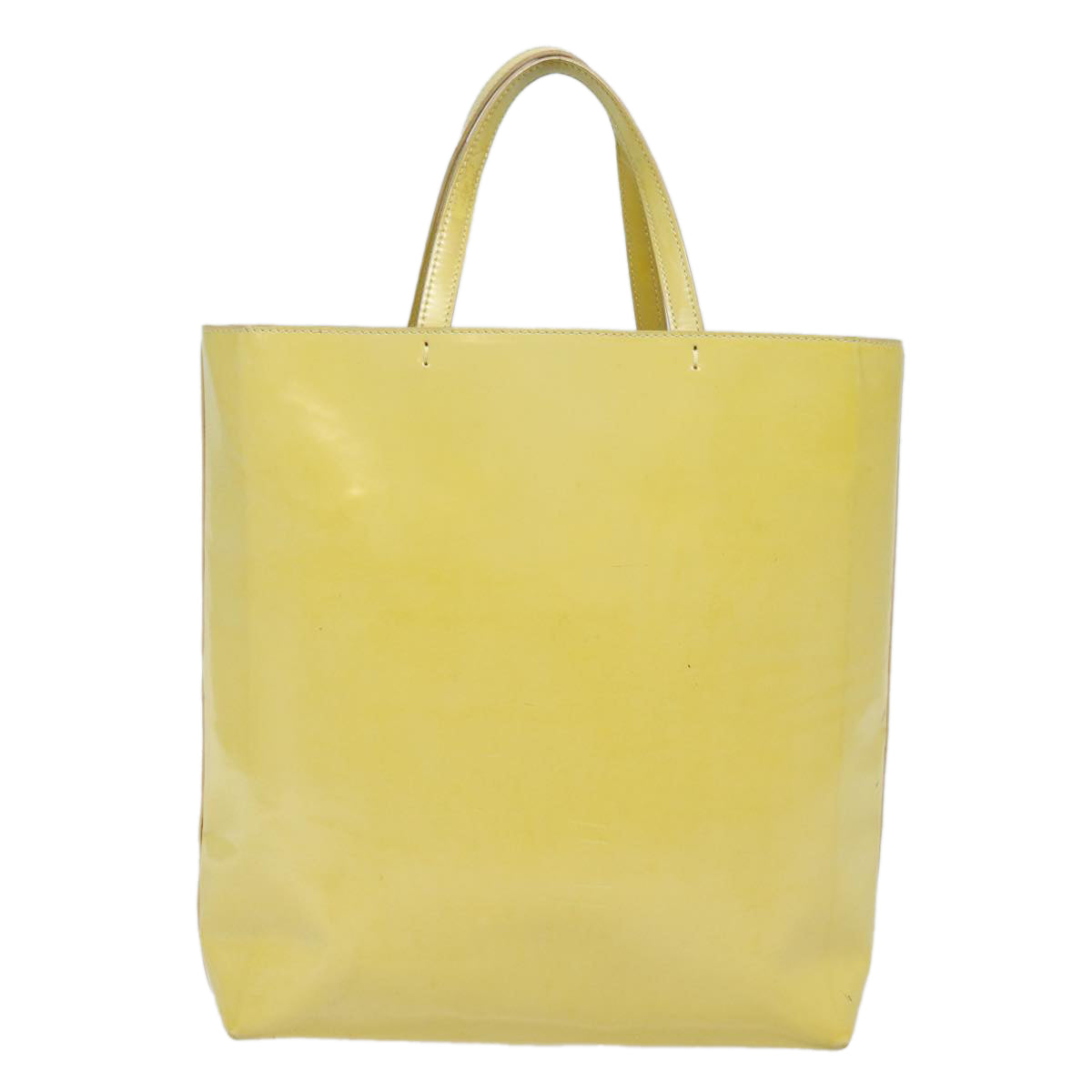 PRADA Hand Bag Patent leather Yellow Auth bs15609