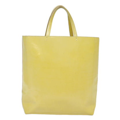 PRADA Hand Bag Patent leather Yellow Auth bs15609