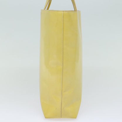 PRADA Hand Bag Patent leather Yellow Auth bs15609