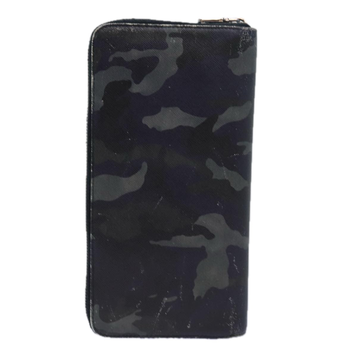 PRADA Camouflage Long Wallet Safiano leather Black Auth bs15649