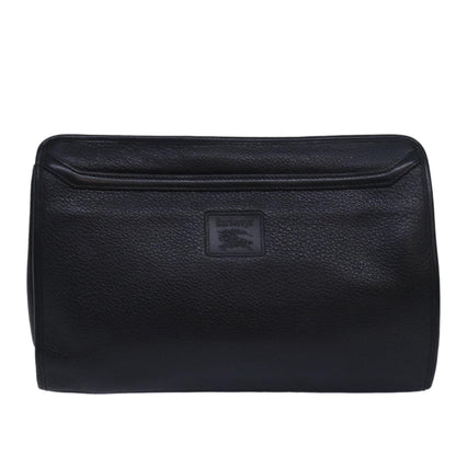 BURBERRYSs Clutch Bag Leather Black Auth bs15681