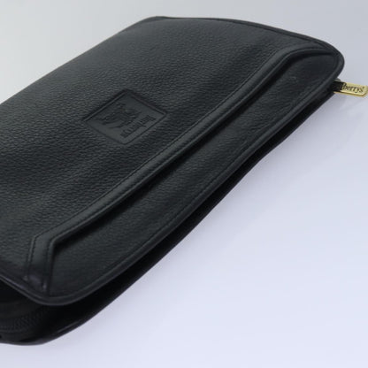 BURBERRYSs Clutch Bag Leather Black Auth bs15681
