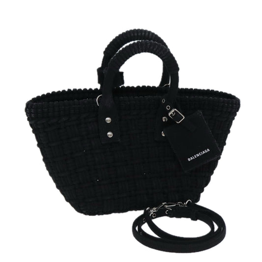 Balenciaga Bistro Hand Bag Canvas 2way Black 671342 Auth bs15695