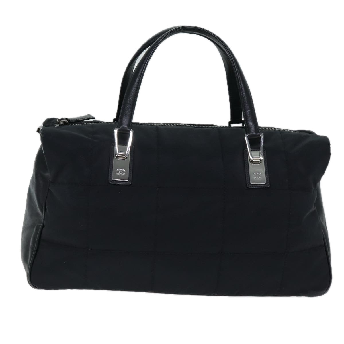 Chanel Choco Bar Hand Bag Enamel Black CC Auth bs