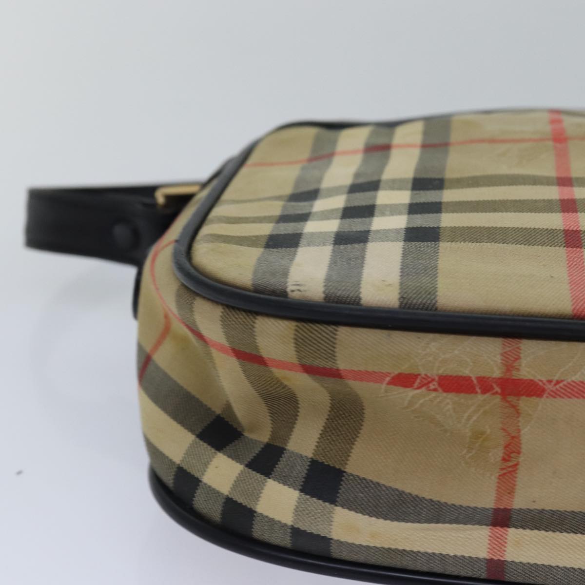 BURBERRYSs Nova Check Shoulder Bag Canvas Beige Black Auth bs15721