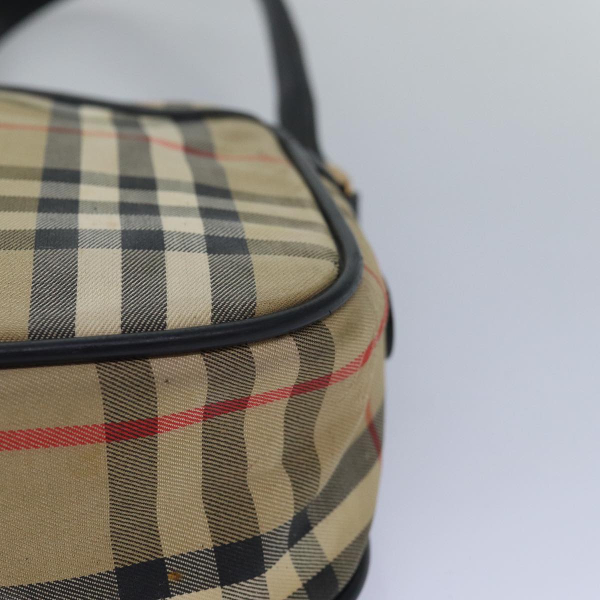 BURBERRYSs Nova Check Shoulder Bag Canvas Beige Black Auth bs15721