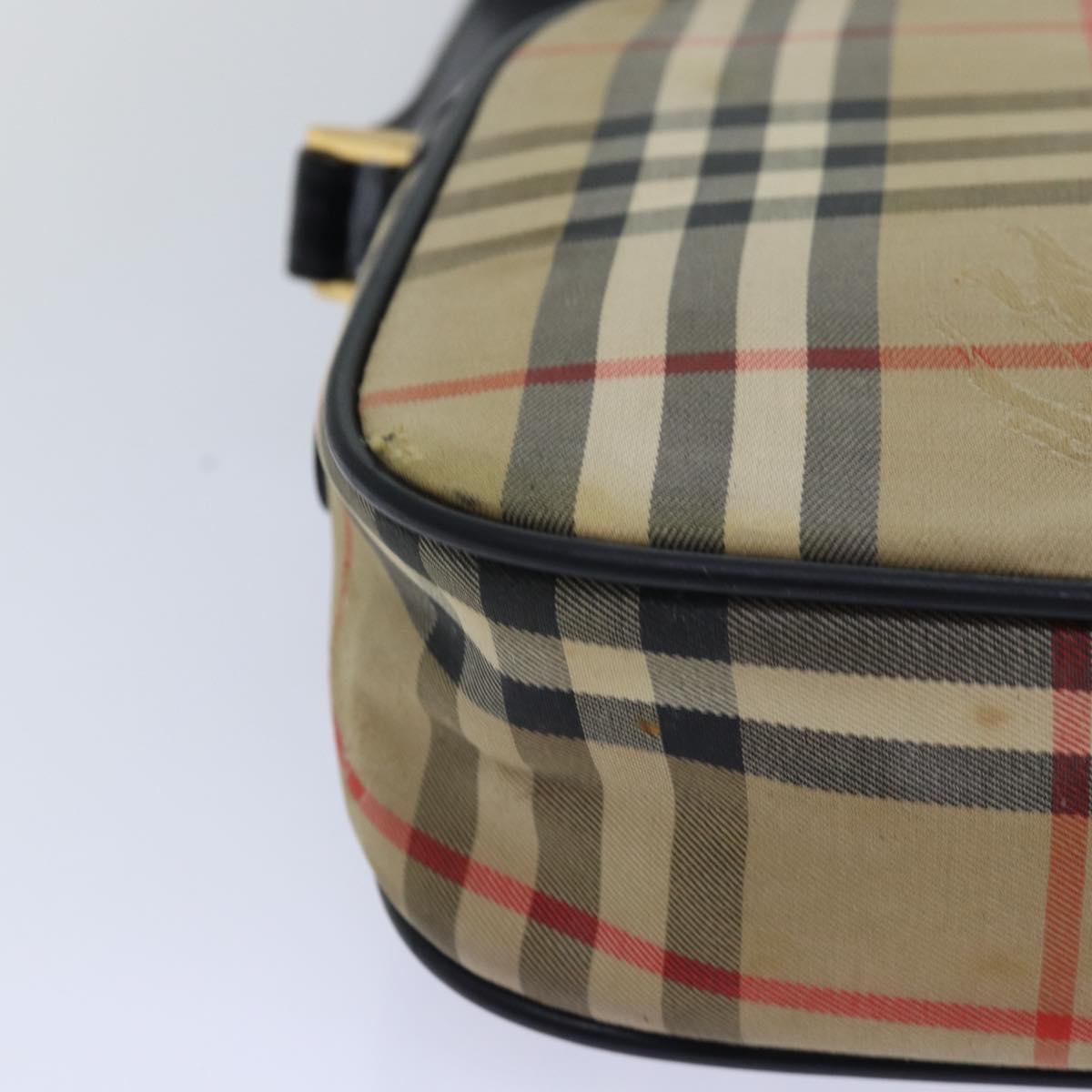 BURBERRYSs Nova Check Shoulder Bag Canvas Beige Black Auth bs15721