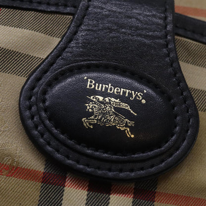 BURBERRYSs Nova Check Shoulder Bag Canvas Beige Black Auth bs15721