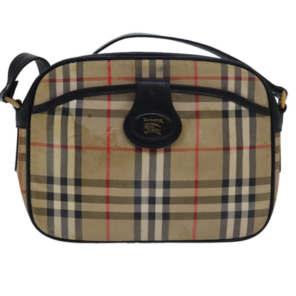 BURBERRYSs Nova Check Shoulder Bag Canvas Beige Black Auth bs15721