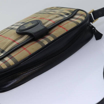 BURBERRYSs Nova Check Shoulder Bag Canvas Beige Black Auth bs15721