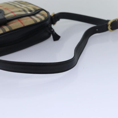 BURBERRYSs Nova Check Shoulder Bag Canvas Beige Black Auth bs15721
