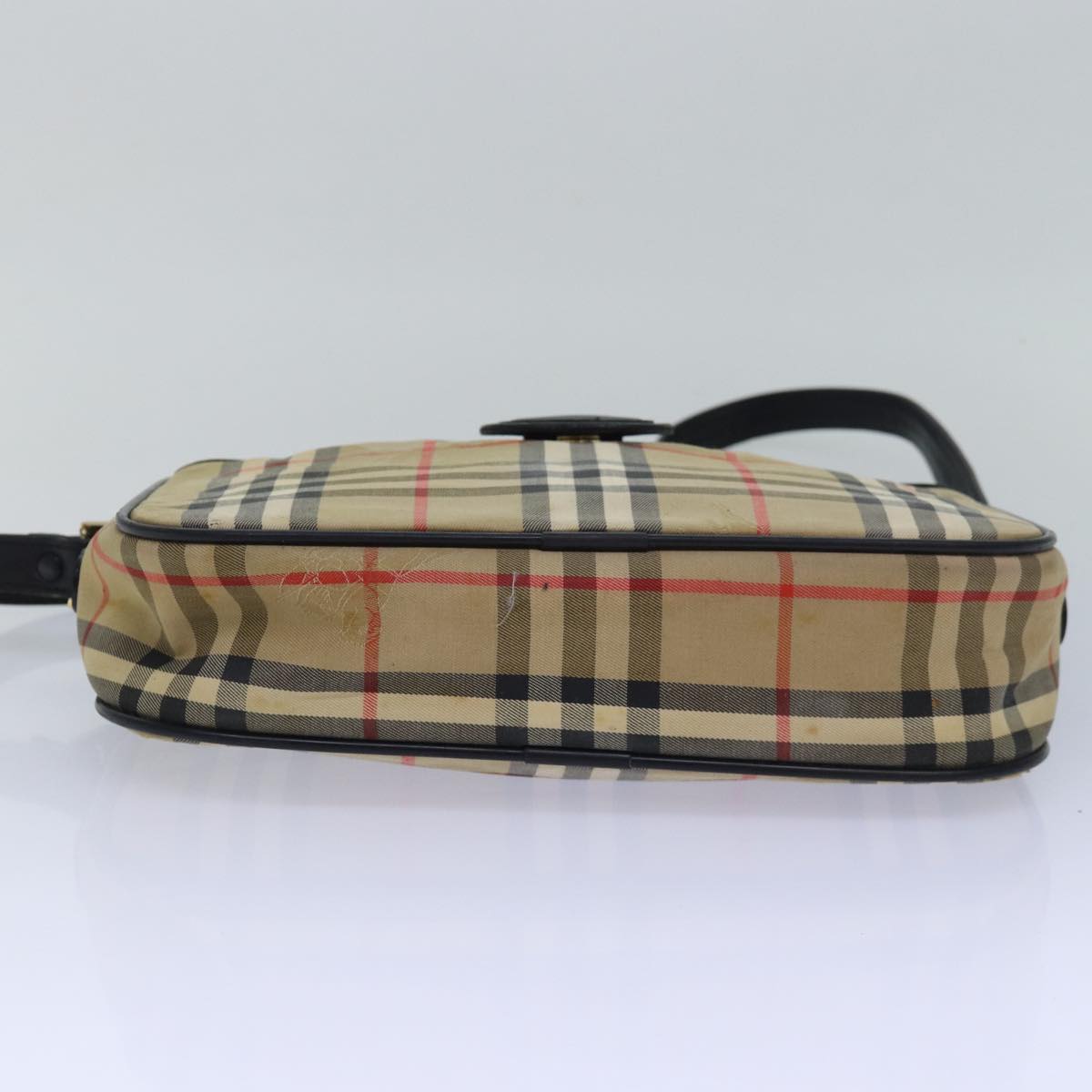 BURBERRYSs Nova Check Shoulder Bag Canvas Beige Black Auth bs15721