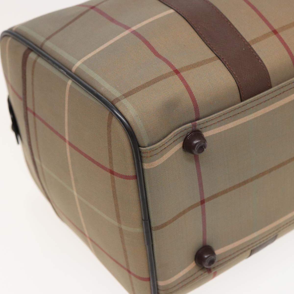 BURBERRYSs Nova Check Boston Bag Canvas Beige Auth bs15740