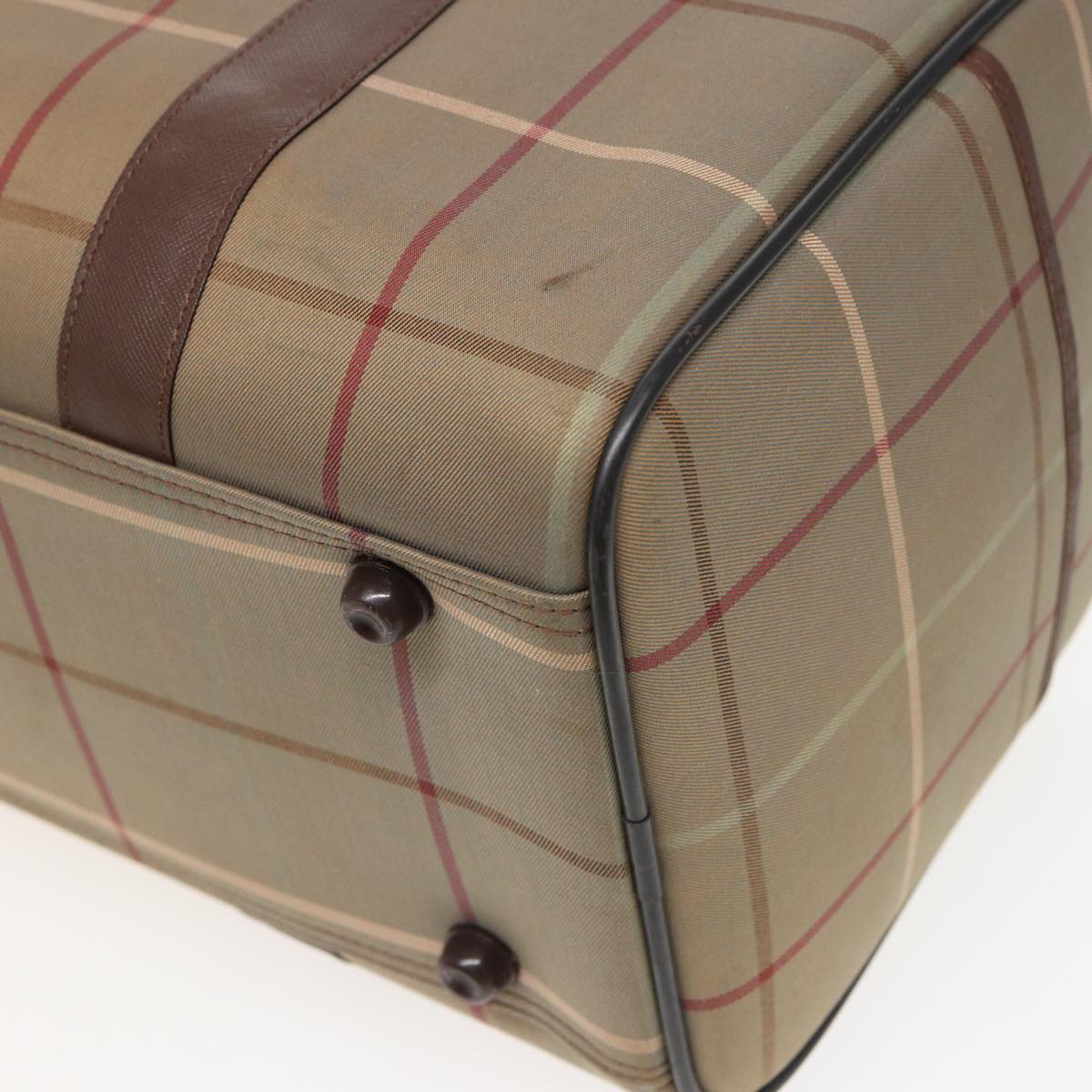 BURBERRYSs Nova Check Boston Bag Canvas Beige Auth bs15740