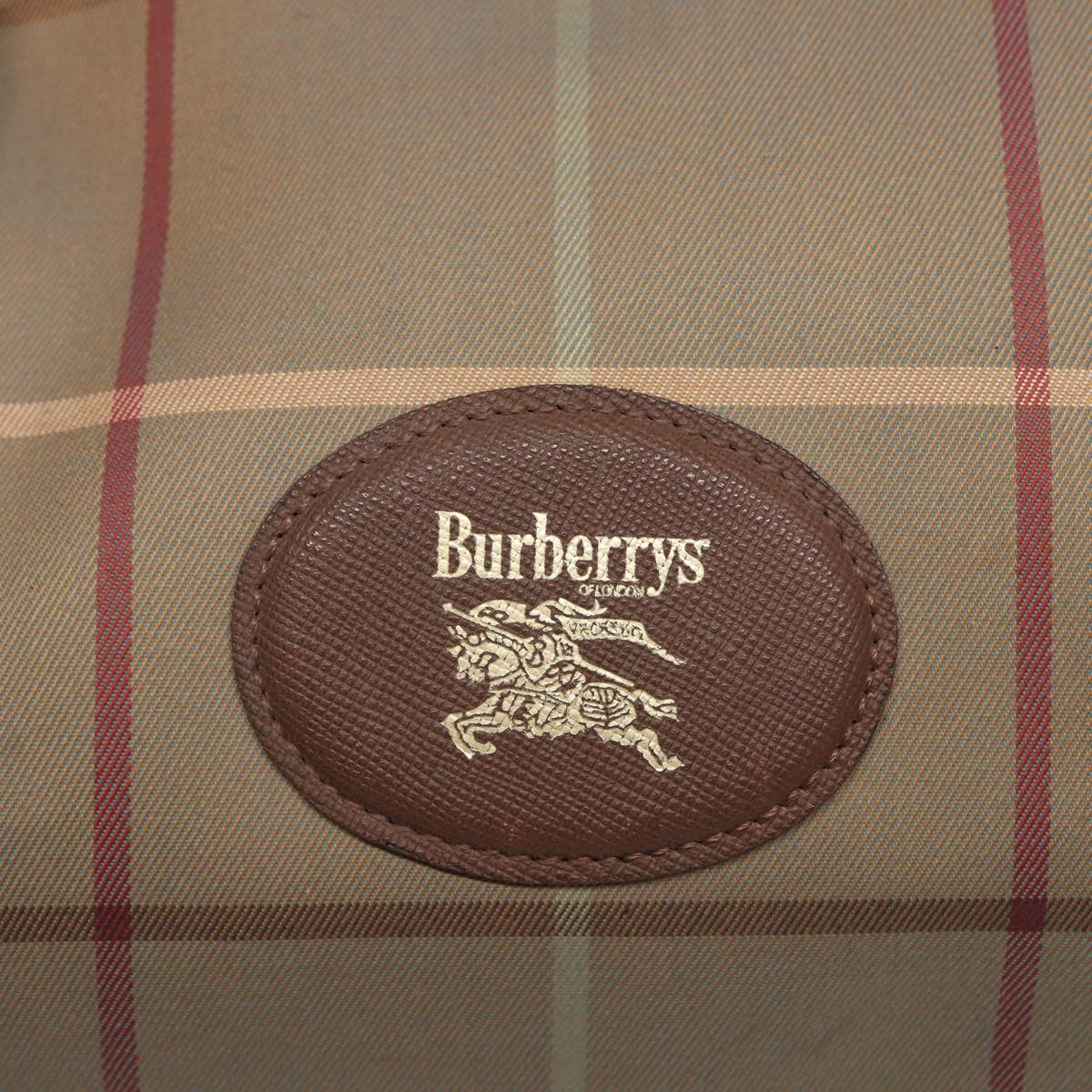 BURBERRYSs Nova Check Boston Bag Canvas Beige Auth bs15740