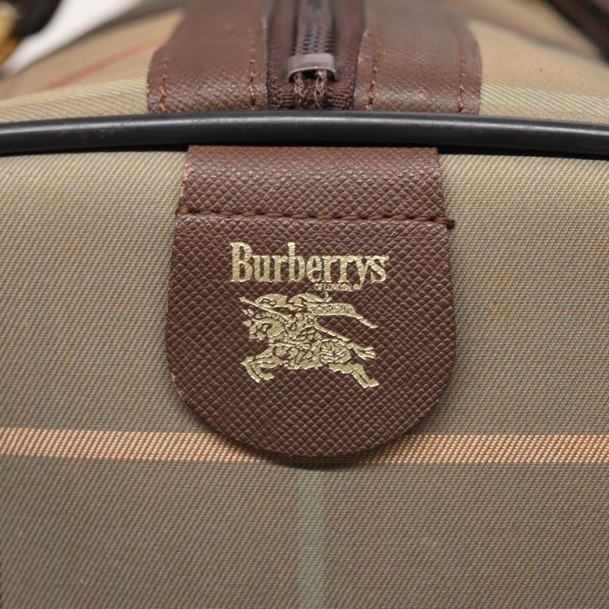 BURBERRYSs Nova Check Boston Bag Canvas Beige Auth bs15740