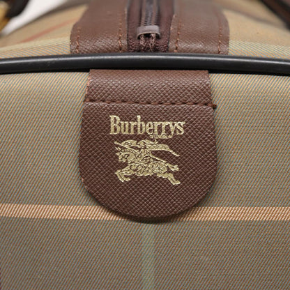 BURBERRYSs Nova Check Boston Bag Canvas Beige Auth bs15740