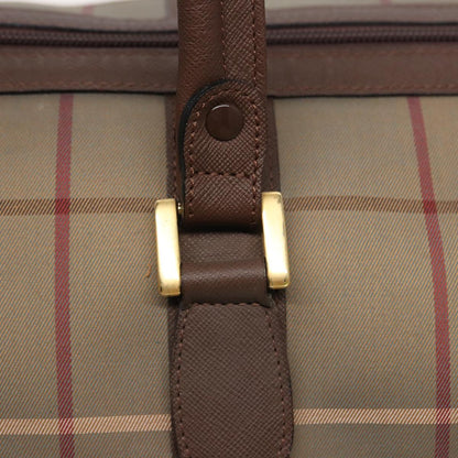 BURBERRYSs Nova Check Boston Bag Canvas Beige Auth bs15740