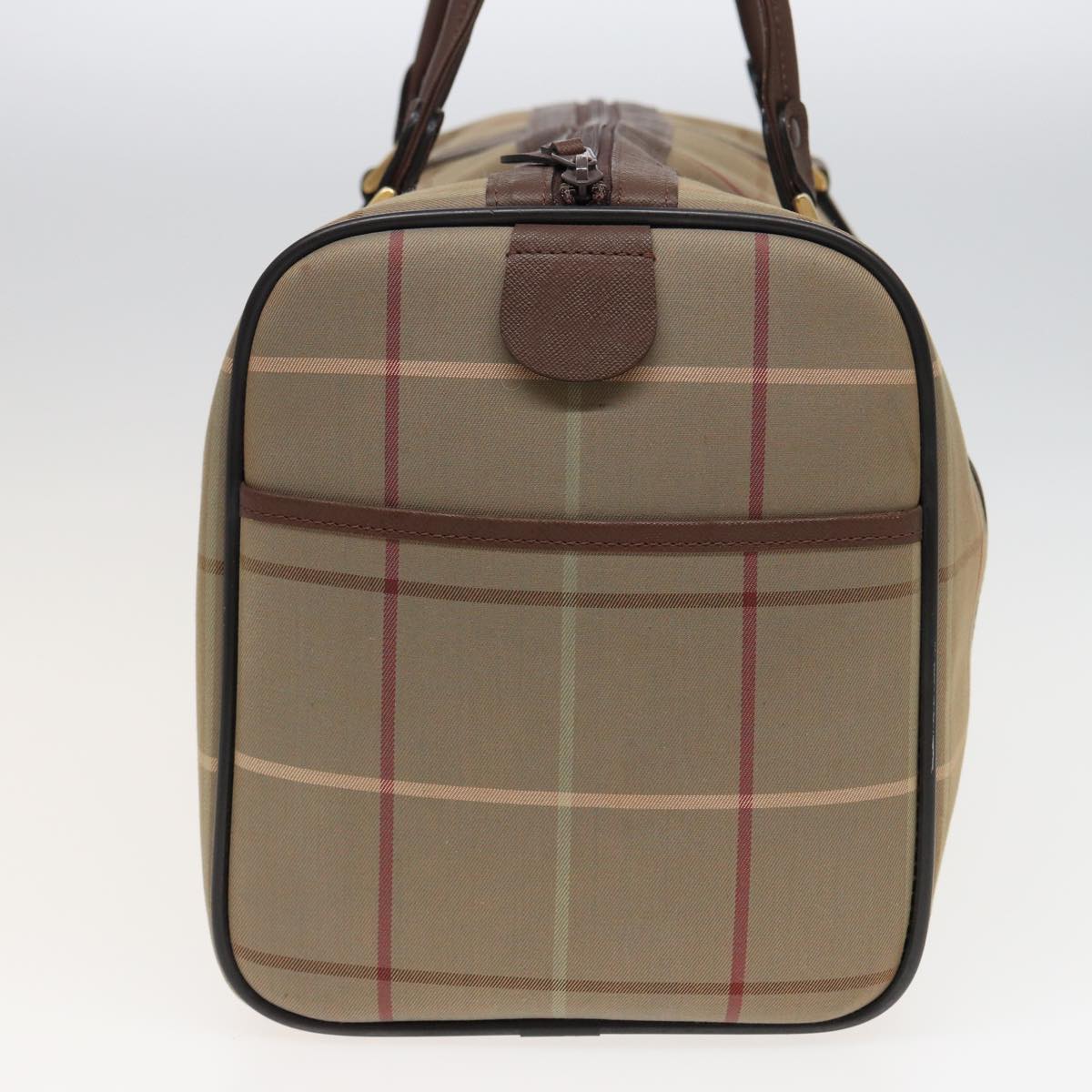 BURBERRYSs Nova Check Boston Bag Canvas Beige Auth bs15740