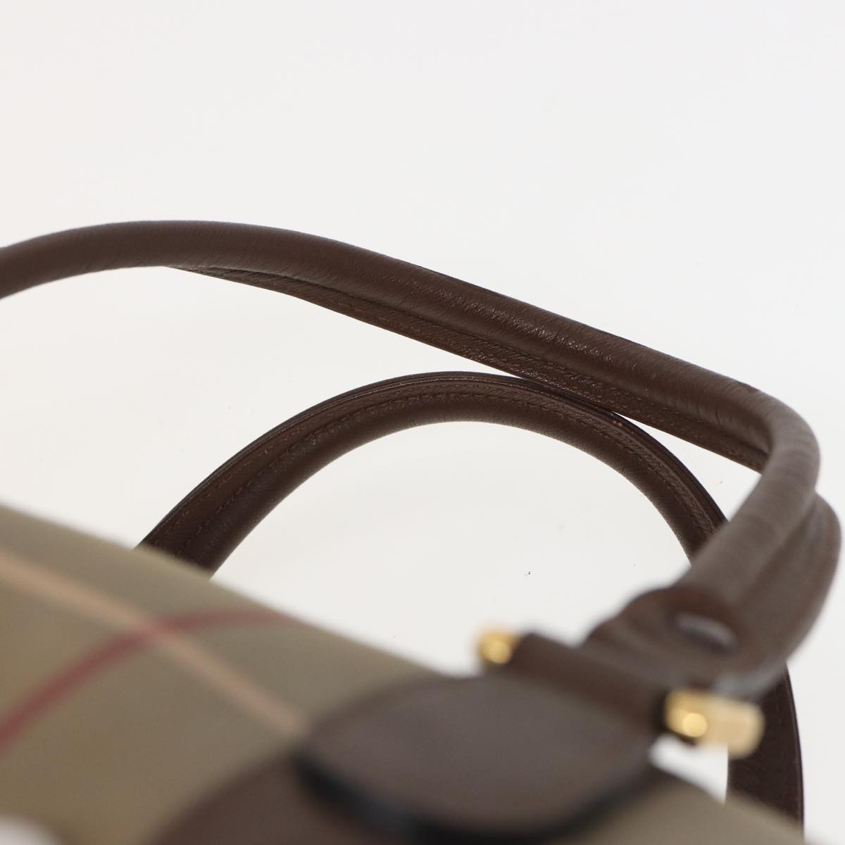 BURBERRYSs Nova Check Boston Bag Canvas Beige Auth bs15740