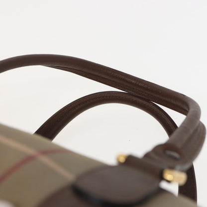 BURBERRYSs Nova Check Boston Bag Canvas Beige Auth bs15740