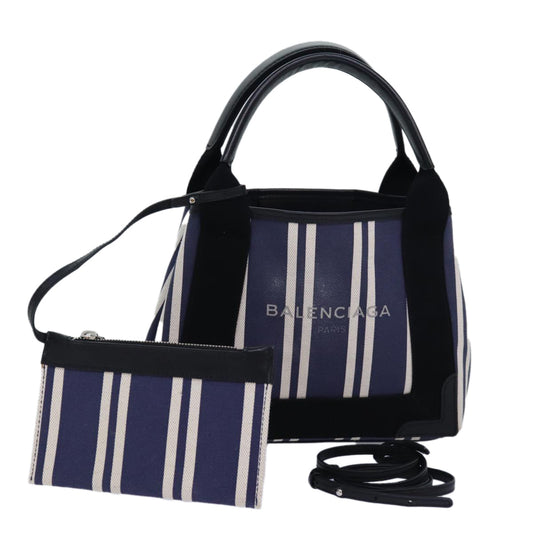Balenciaga Navy Cabas XS Hand Bag Canvas 2way Navy 390346 Auth bs15772