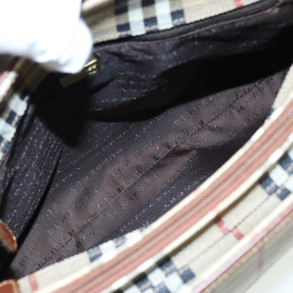 BURBERRY Nova Check Hand Bag PVC Beige Auth bs15799