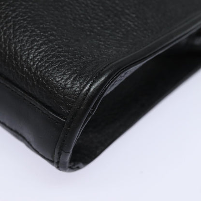 BURBERRYSs Clutch Bag Leather Black Auth bs15805