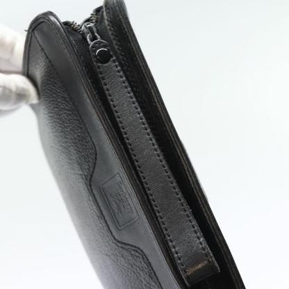 BURBERRYSs Clutch Bag Leather Black Auth bs15805
