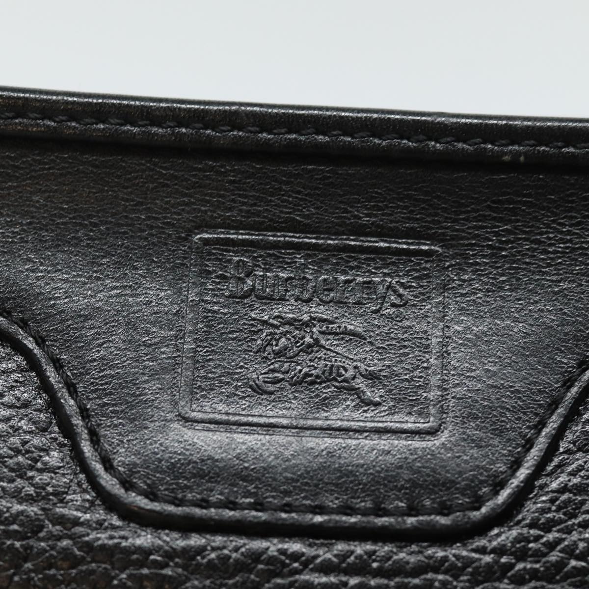 BURBERRYSs Clutch Bag Leather Black Auth bs15805