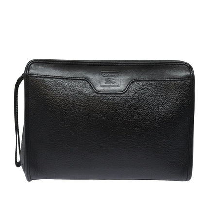 BURBERRYSs Clutch Bag Leather Black Auth bs15805