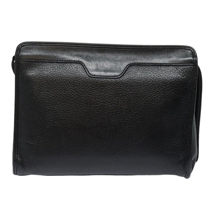 BURBERRYSs Clutch Bag Leather Black Auth bs15805