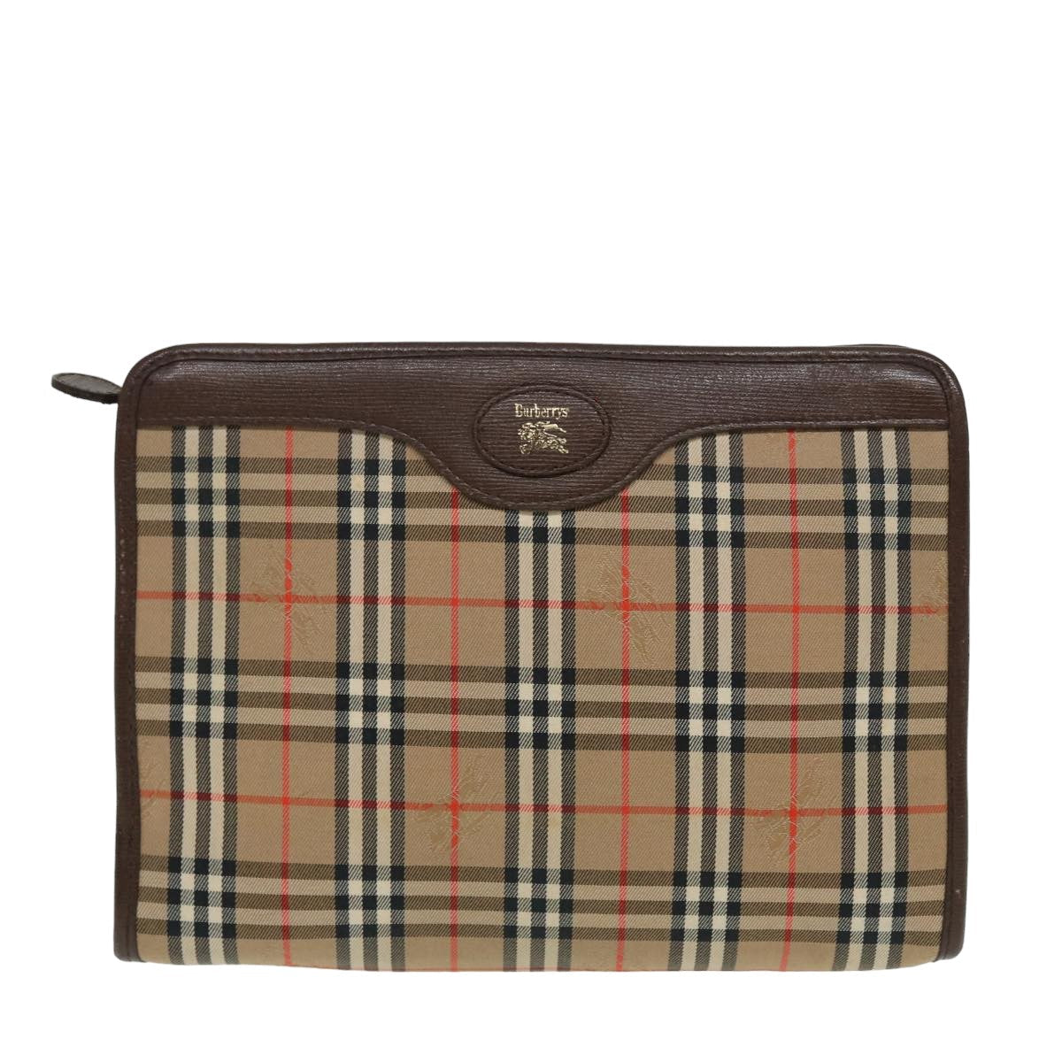 BURBERRYSs Nova Check Clutch Bag Canvas Beige Auth bs15806