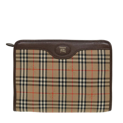 BURBERRYSs Nova Check Clutch Bag Canvas Beige Auth bs15806