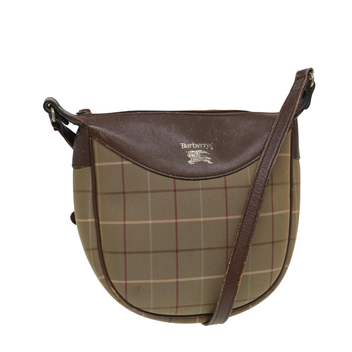 BURBERRYSs Nova Check Shoulder Bag Canvas Beige Brown Auth bs15807