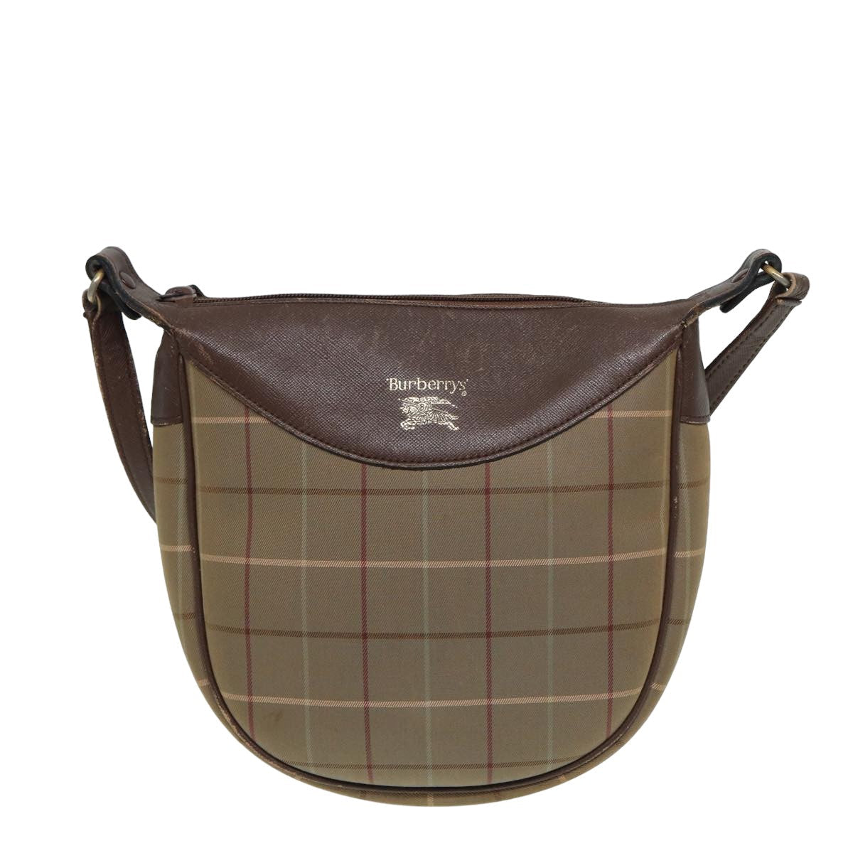 BURBERRYSs Nova Check Shoulder Bag Canvas Beige Brown Auth bs15807