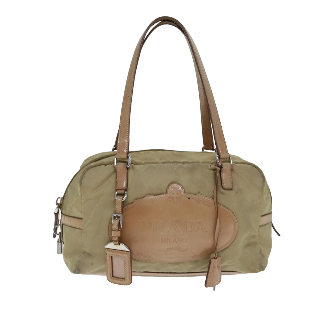 PRADA Shoulder Bag Nylon Beige Auth bs15810