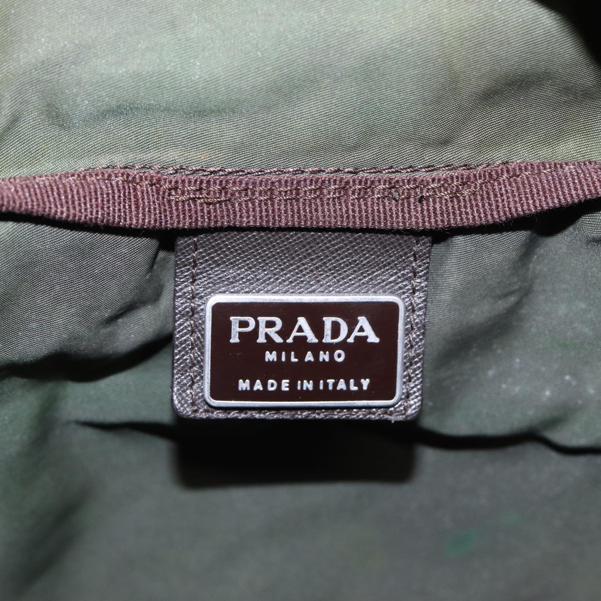 PRADA Tote Bag Nylon Khaki Auth bs15835