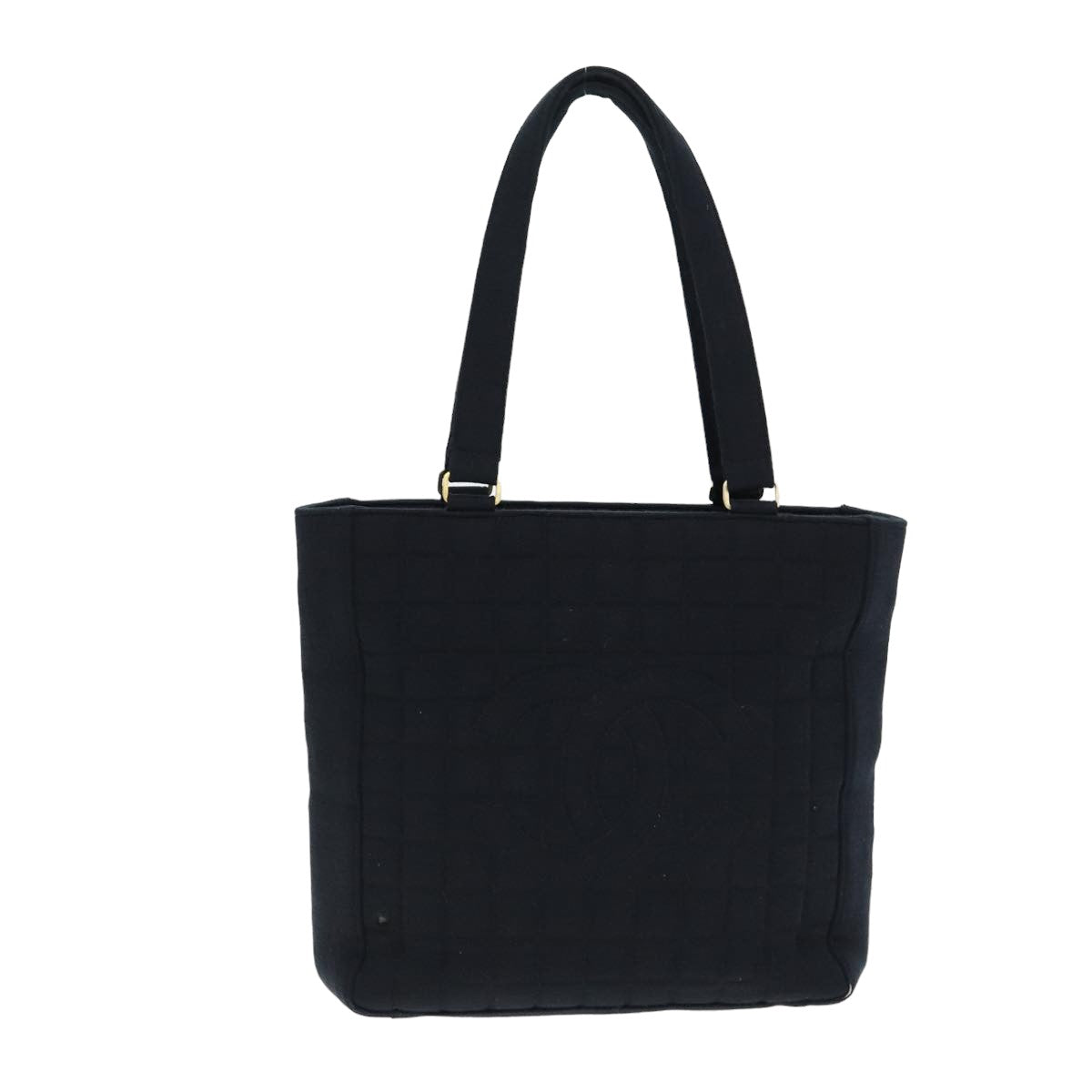 Chanel Choco Bar Tote Bag Cotton Black CC Auth bs