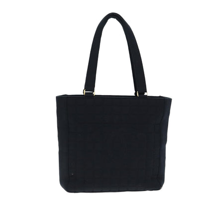Chanel Choco Bar Tote Bag Cotton Black CC Auth bs