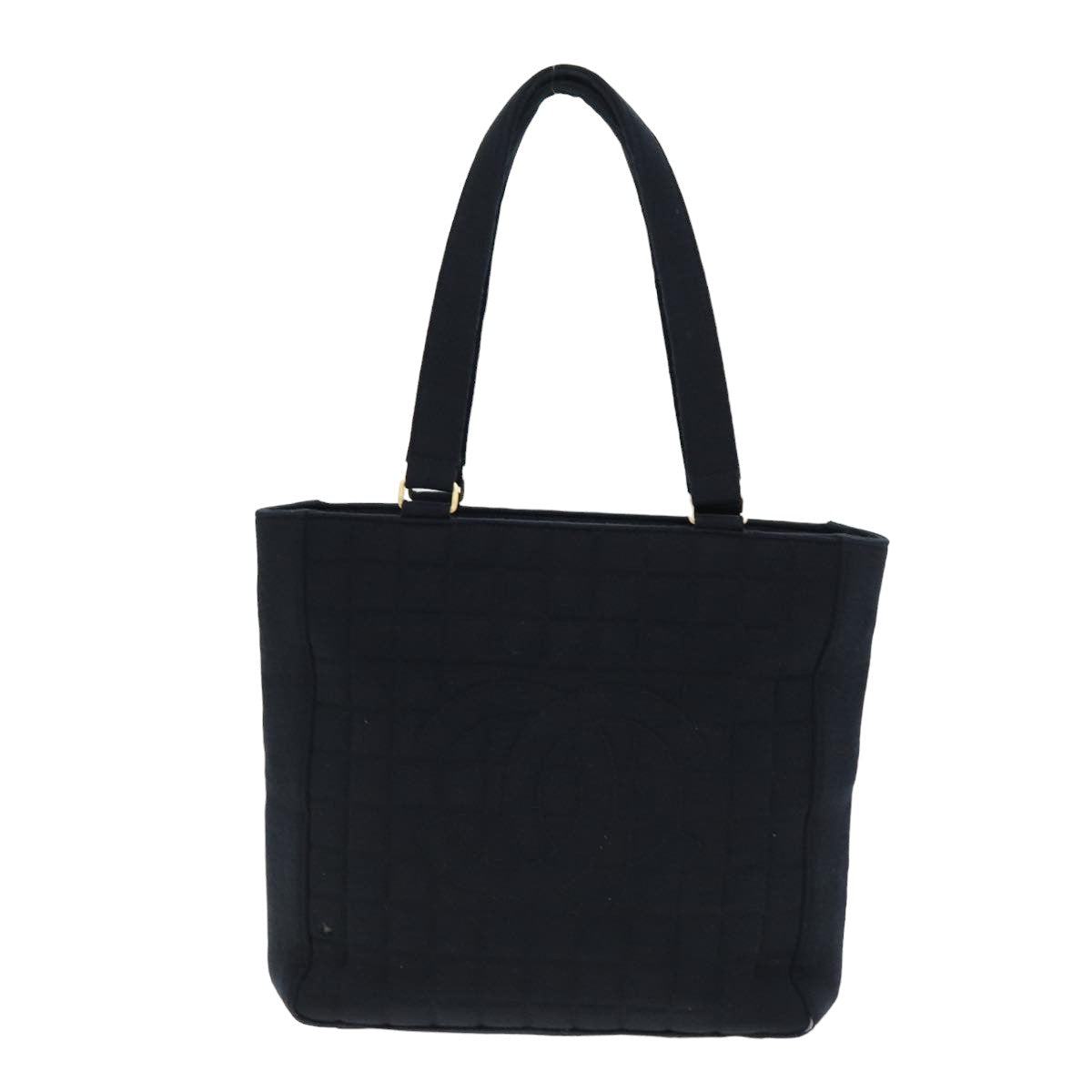 Chanel Choco Bar Tote Bag Cotton Black CC Auth bs