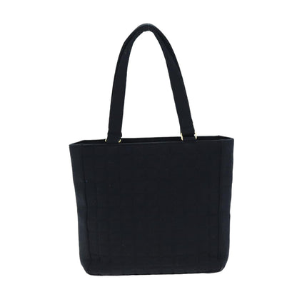 Chanel Choco Bar Tote Bag Cotton Black CC Auth bs