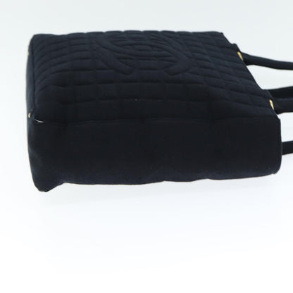 Chanel Choco Bar Tote Bag Cotton Black CC Auth bs