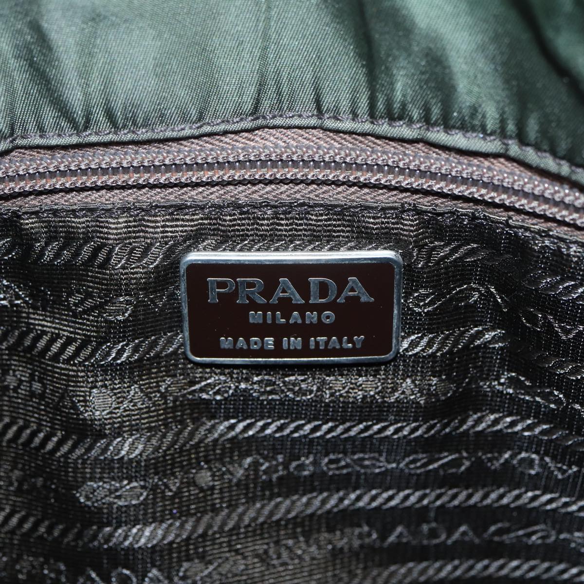 PRADA Shoulder Bag Nylon Khaki Auth bs16001