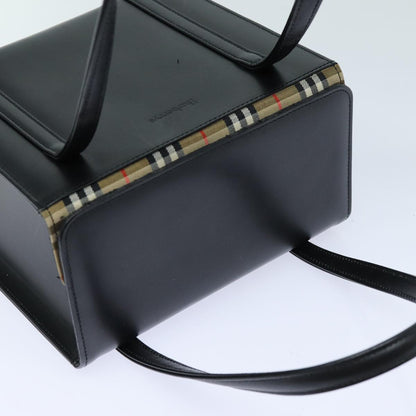 BURBERRYSs Hand Bag Leather Black Auth bs16011