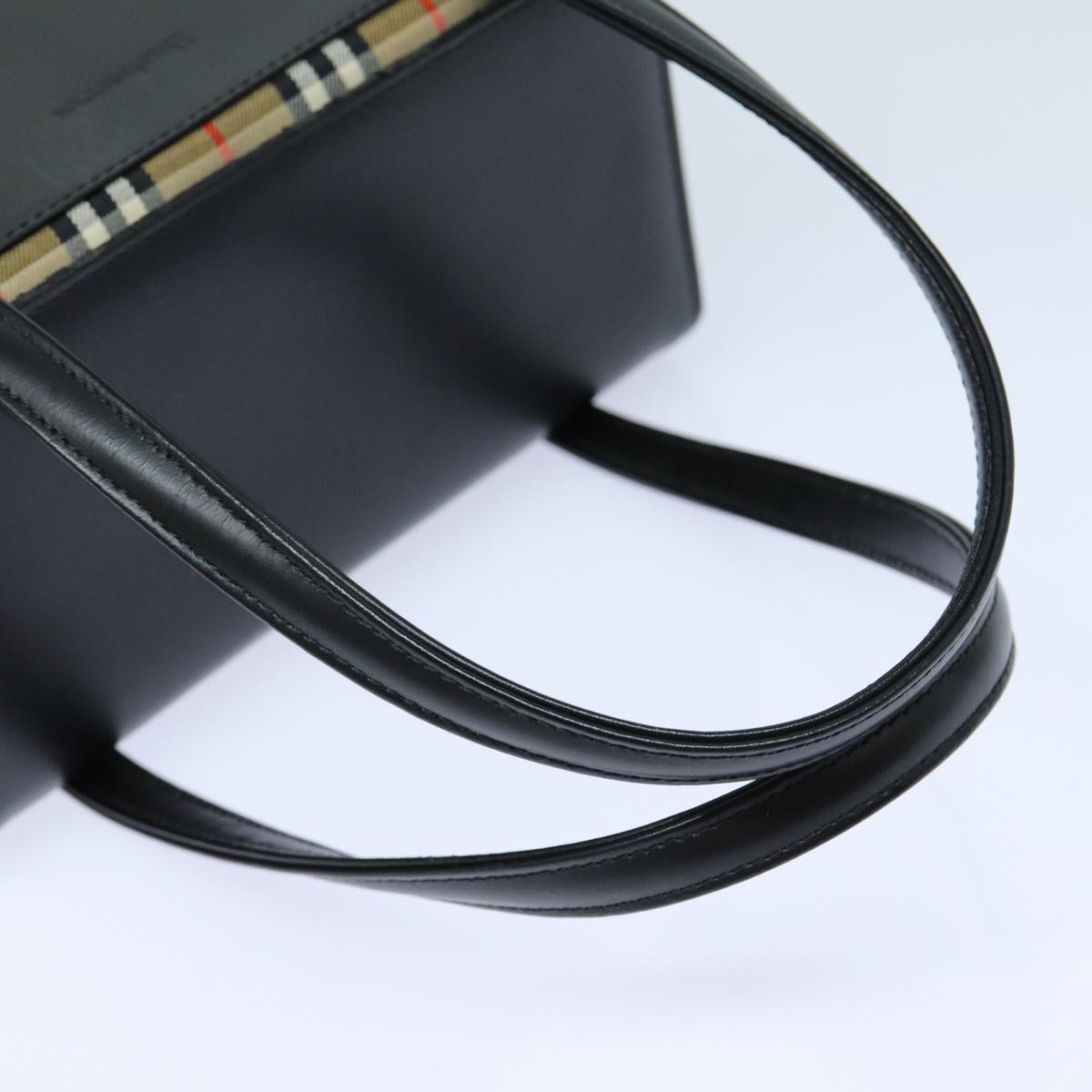 BURBERRYSs Hand Bag Leather Black Auth bs16011
