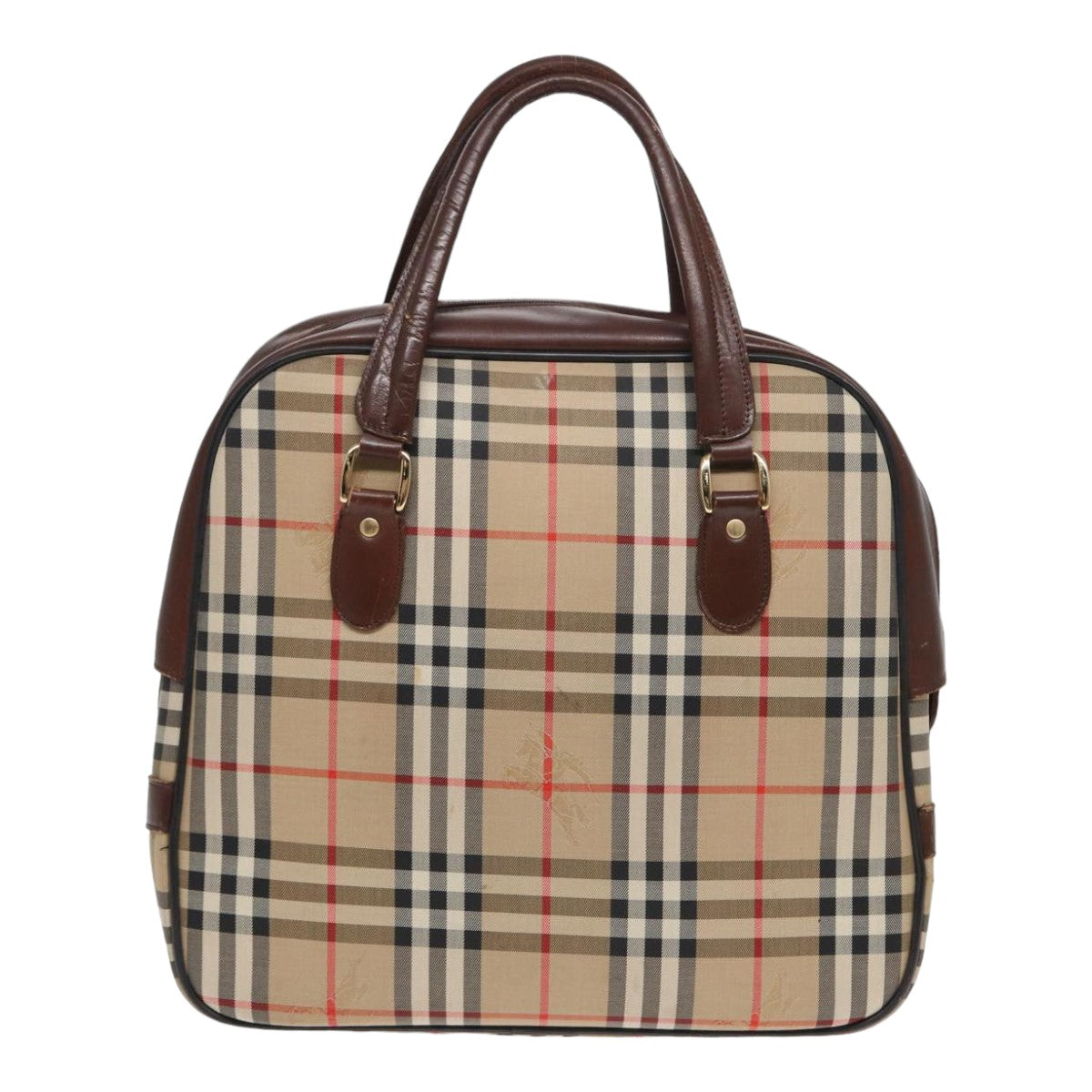 BURBERRYSs Nova Check Hand Bag Canvas Beige Auth bs16012