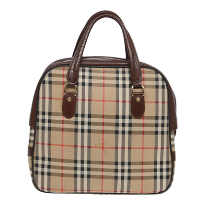 BURBERRYSs Nova Check Hand Bag Canvas Beige Auth bs16012