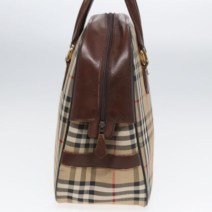 BURBERRYSs Nova Check Hand Bag Canvas Beige Auth bs16012